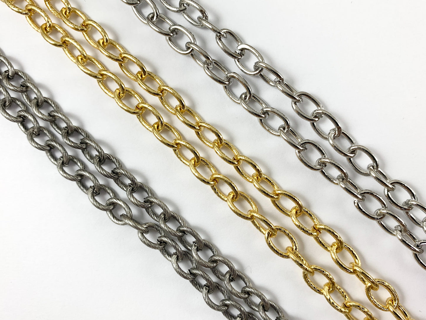 18K Gold/ Platinum/ Antique Silver Plated Thick Oval Link Textured Chain
