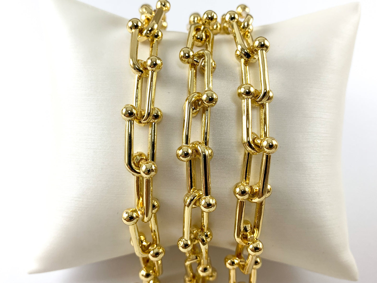 Real 18K Gold/ Platinum Plated Large Chunky U Link Trendy Chain