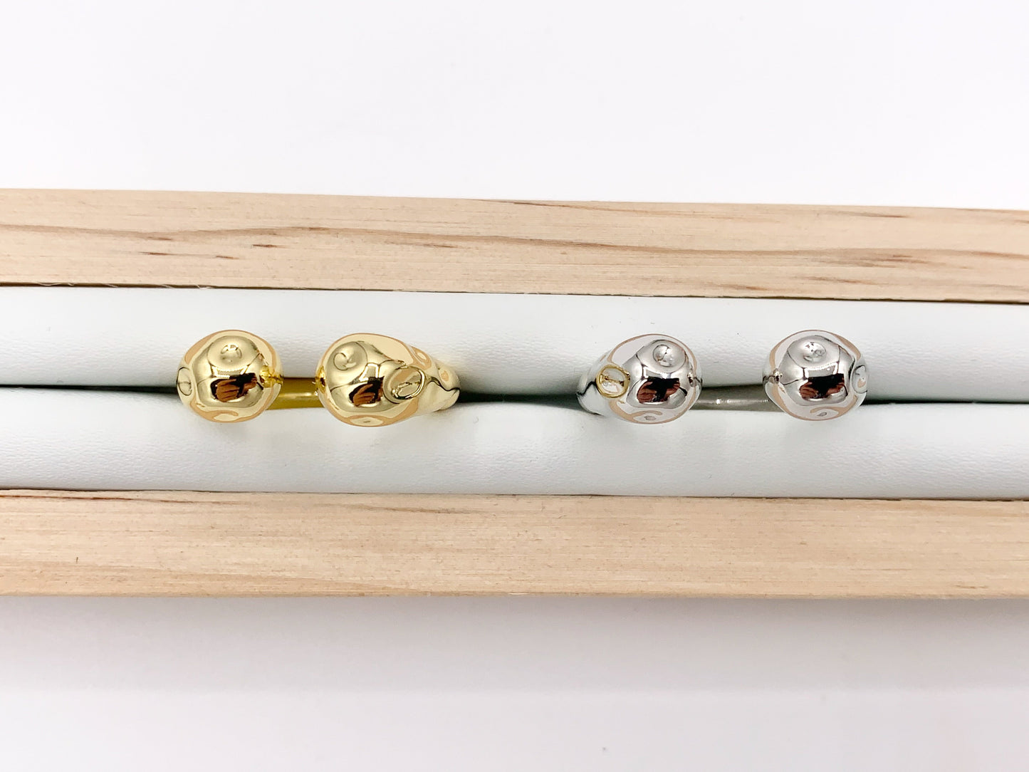 Simple Chunky Nugget Bypass Ring in 18K Gold And Platinum Plated Brass 5PCS