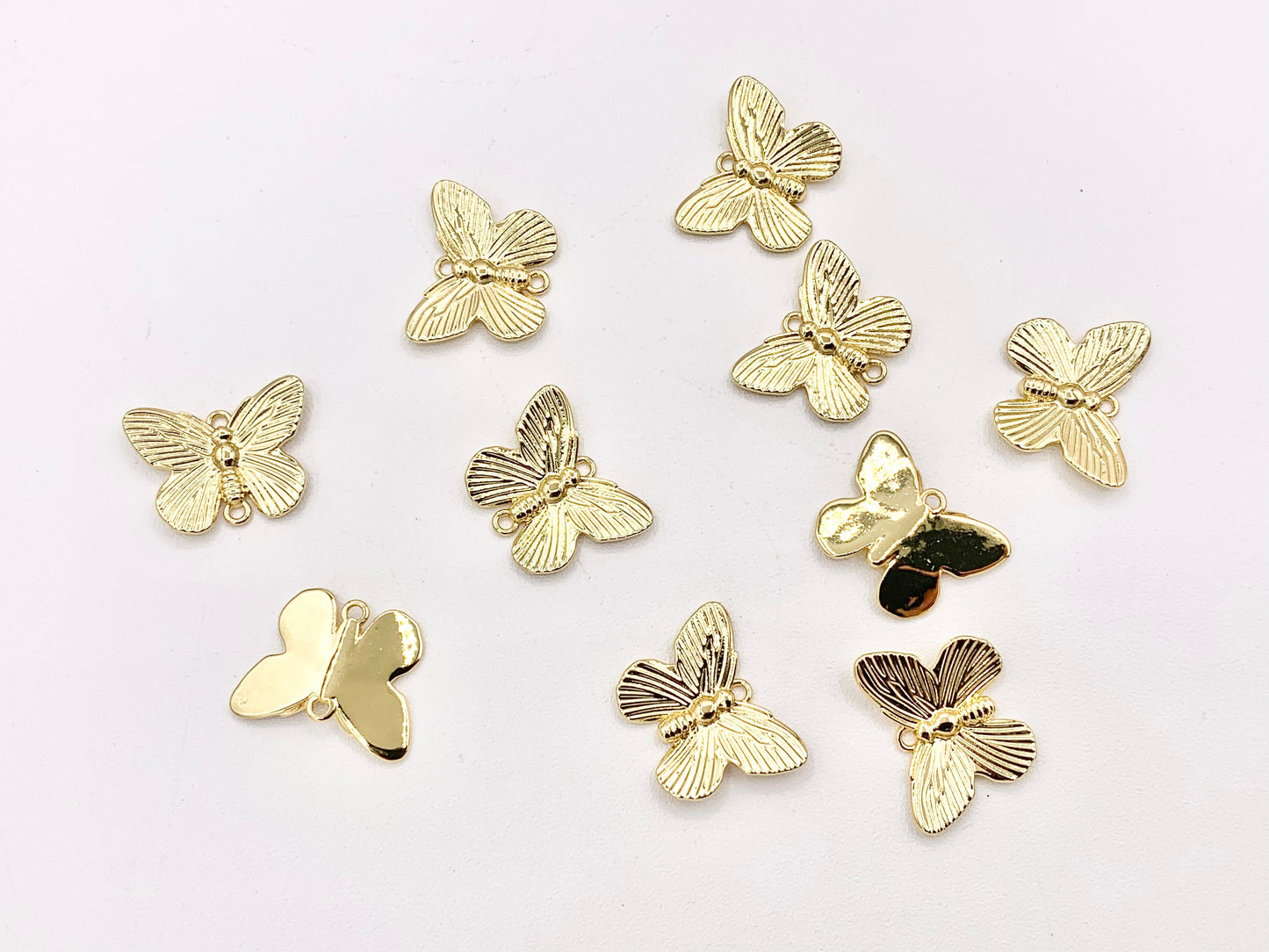 Beautiful Large Butterfly Pendant Charms/Connectors in 18K Gold Plated CZ Pave Over Copper 10PCS