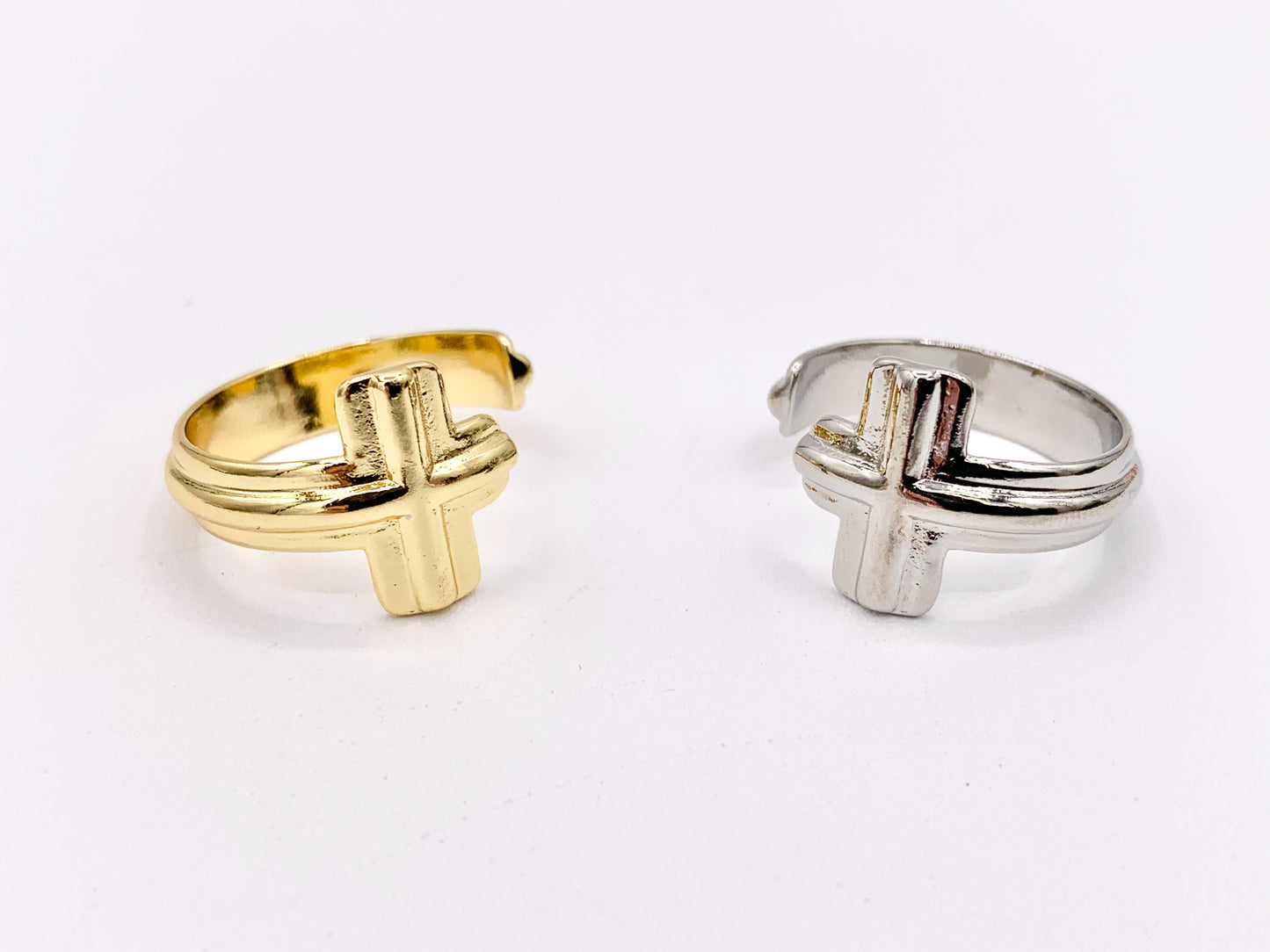 Plain Cross Open Adjustable Ring in 18K Gold and Platinum Plated  5PCS
