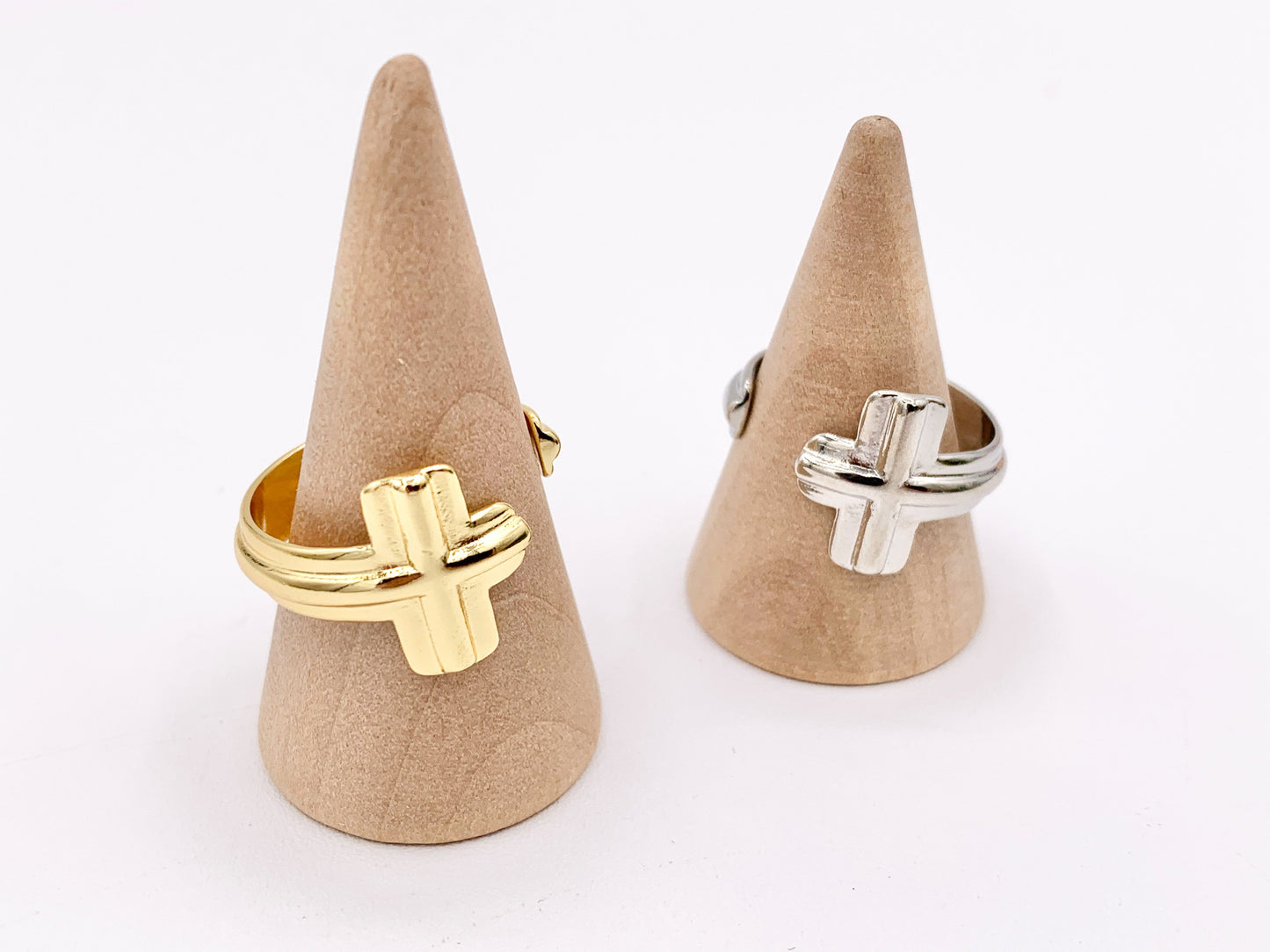 Plain Cross Open Adjustable Ring in 18K Gold and Platinum Plated  5PCS