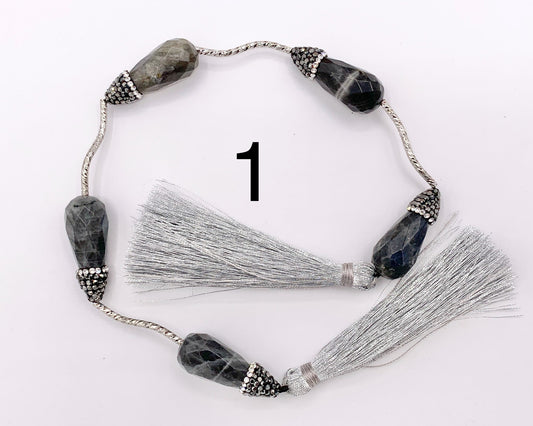 Beautiful Teardrop Stone Faceted Beads With Rhinestones Rose Quartz/ Pink Moonstone/ Lapis/ Peruvian Amazonite/ Labradorite Beads (1 Strand)