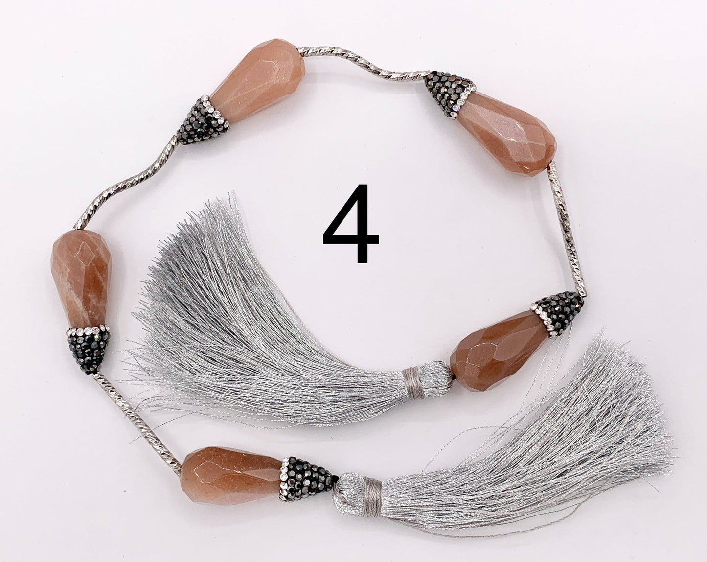 Beautiful Teardrop Stone Faceted Beads With Rhinestones Rose Quartz/ Pink Moonstone/ Lapis/ Peruvian Amazonite/ Labradorite Beads (1 Strand)