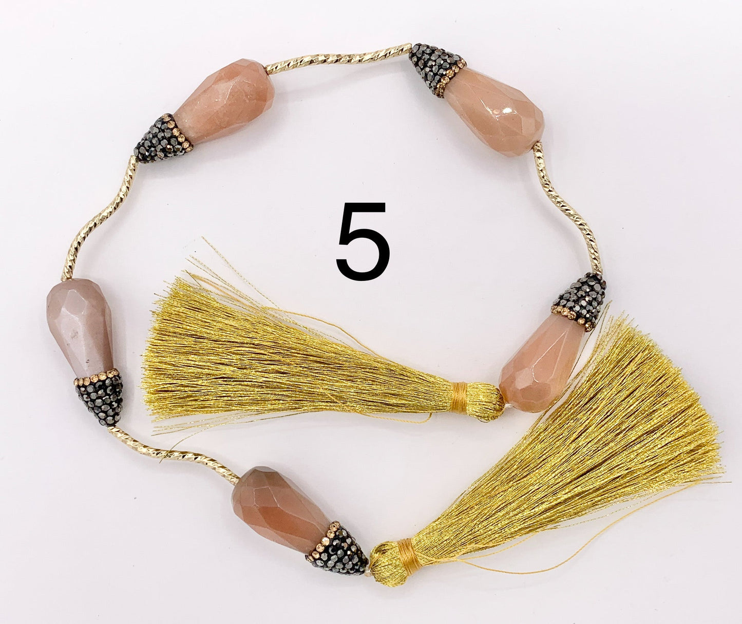 Beautiful Teardrop Stone Faceted Beads With Rhinestones Rose Quartz/ Pink Moonstone/ Lapis/ Peruvian Amazonite/ Labradorite Beads (1 Strand)