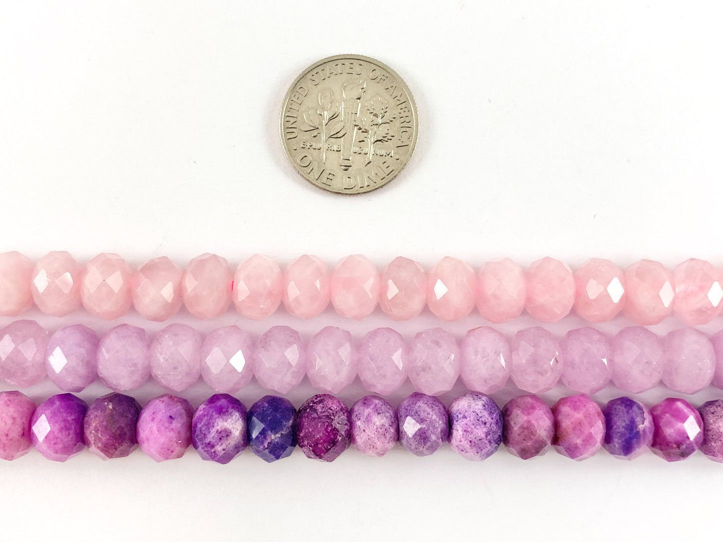 High Quality Handcut Natural Pastel Color Stones Rondelle Pink Opal, Rose QZ, Lavender Amethyst, Aquamarine, Morganite, Sugilite Around 15"