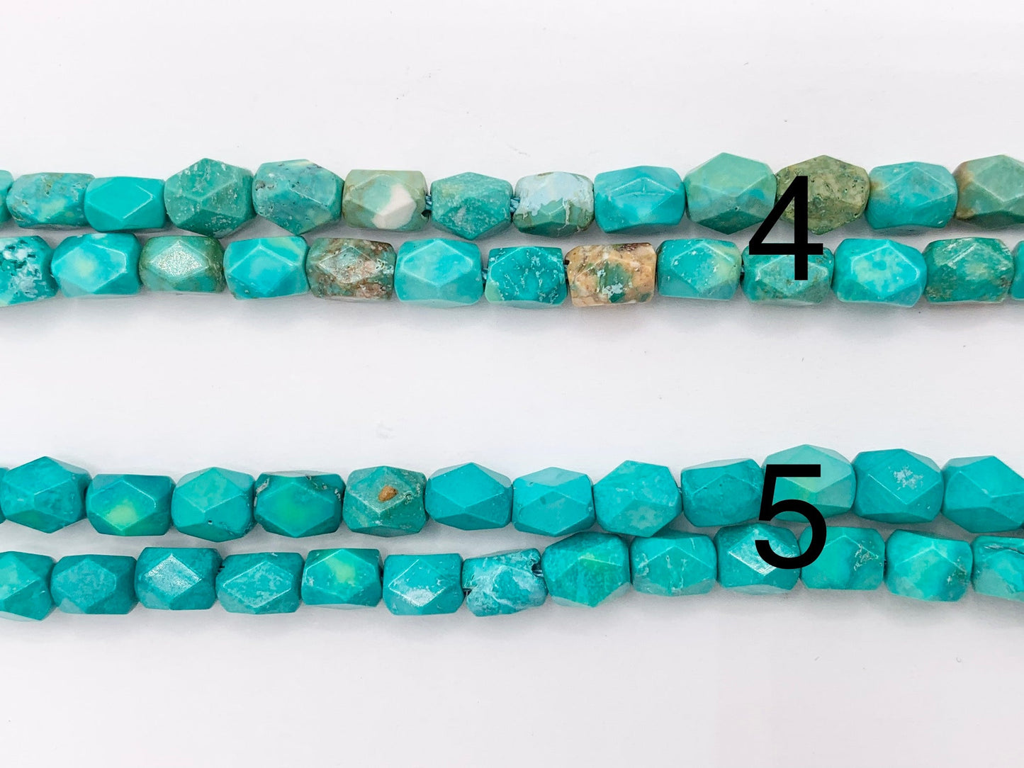 4x6mm Natural Magnesite Blue/Green/Turquoise Color Faceted Cylinder Tube Beads 1 Strand