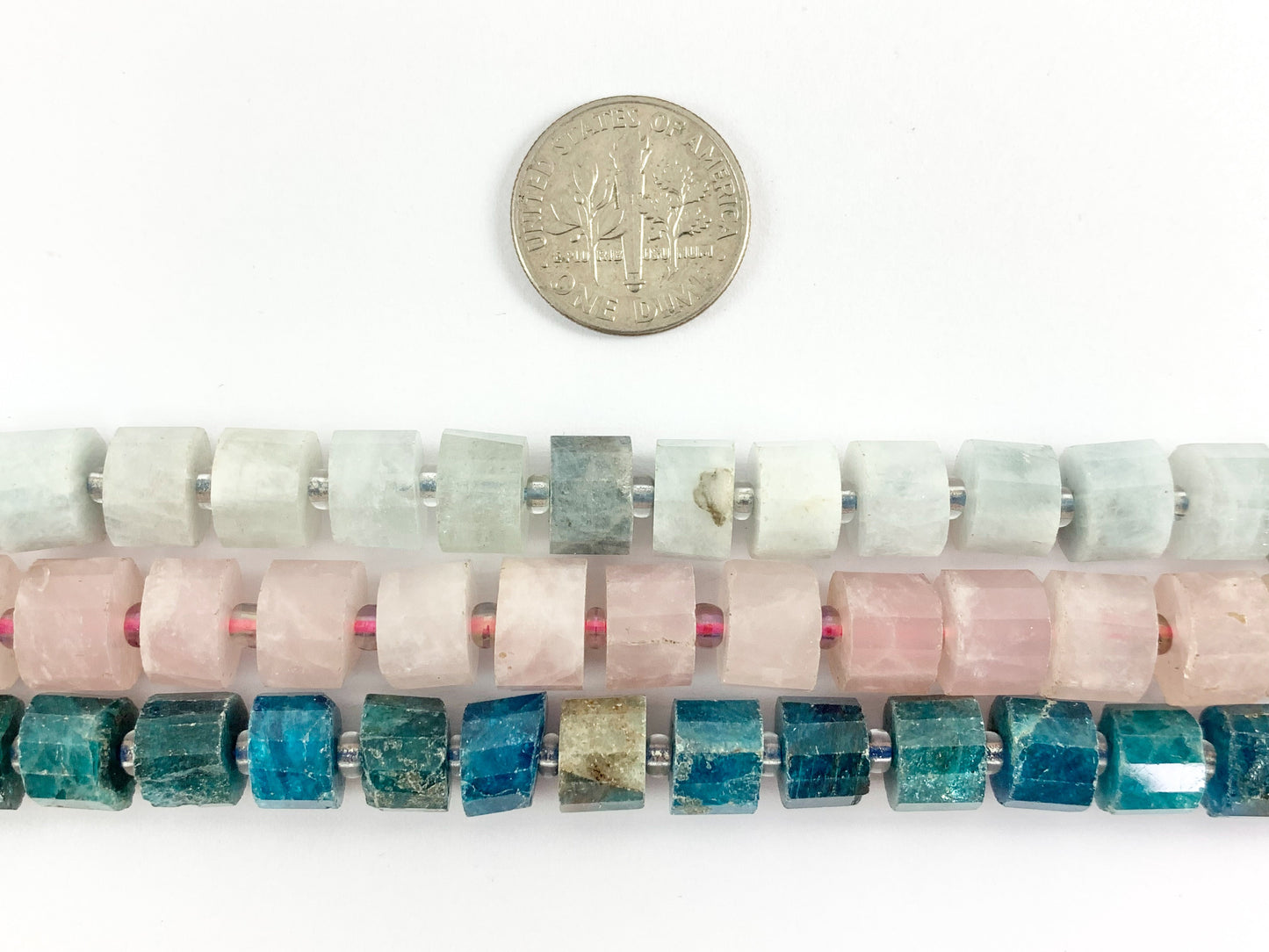 High Quality Handcut Natural Stones Tube Beads Aquamarine, Rose Quartz, Apatite, Lapis, Canadian Jade, Labradorite Around 15"