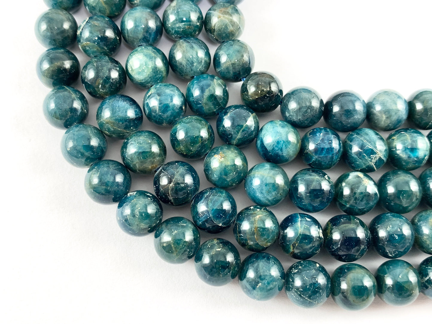 Natural Blue Apatite Round Smooth Shiny Natural Gemstone Beads For Men/Women's Jewelry Making 15"-16"