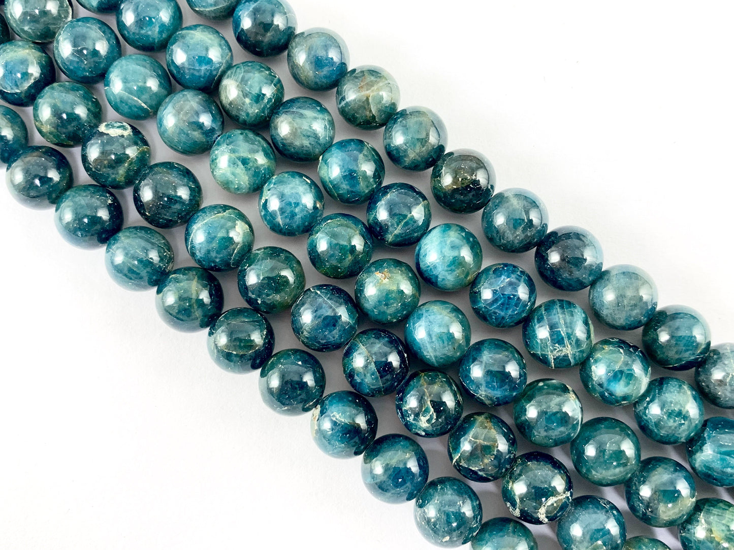 Natural Blue Apatite Round Smooth Shiny Natural Gemstone Beads For Men/Women's Jewelry Making 15"-16"