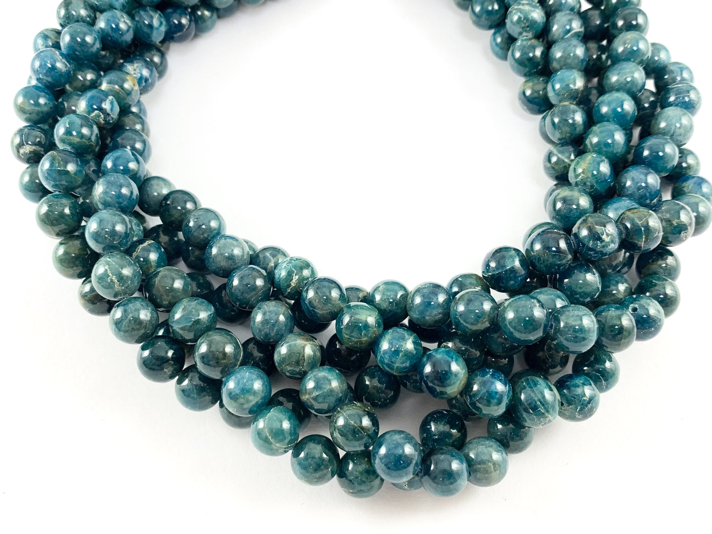 Natural Blue Apatite Round Smooth Shiny Natural Gemstone Beads For Men/Women's Jewelry Making 15"-16"