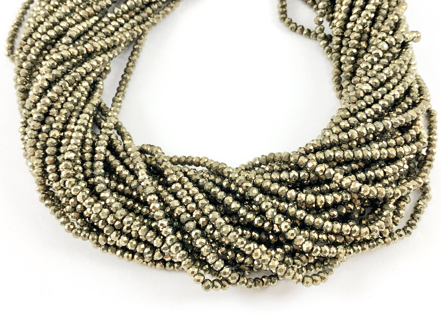 Pyrite Faceted Round Rondelle Hand Cut Tiny Shiny Beads 2mm 3mm 4mm For Jewelry Making 15"-16"
