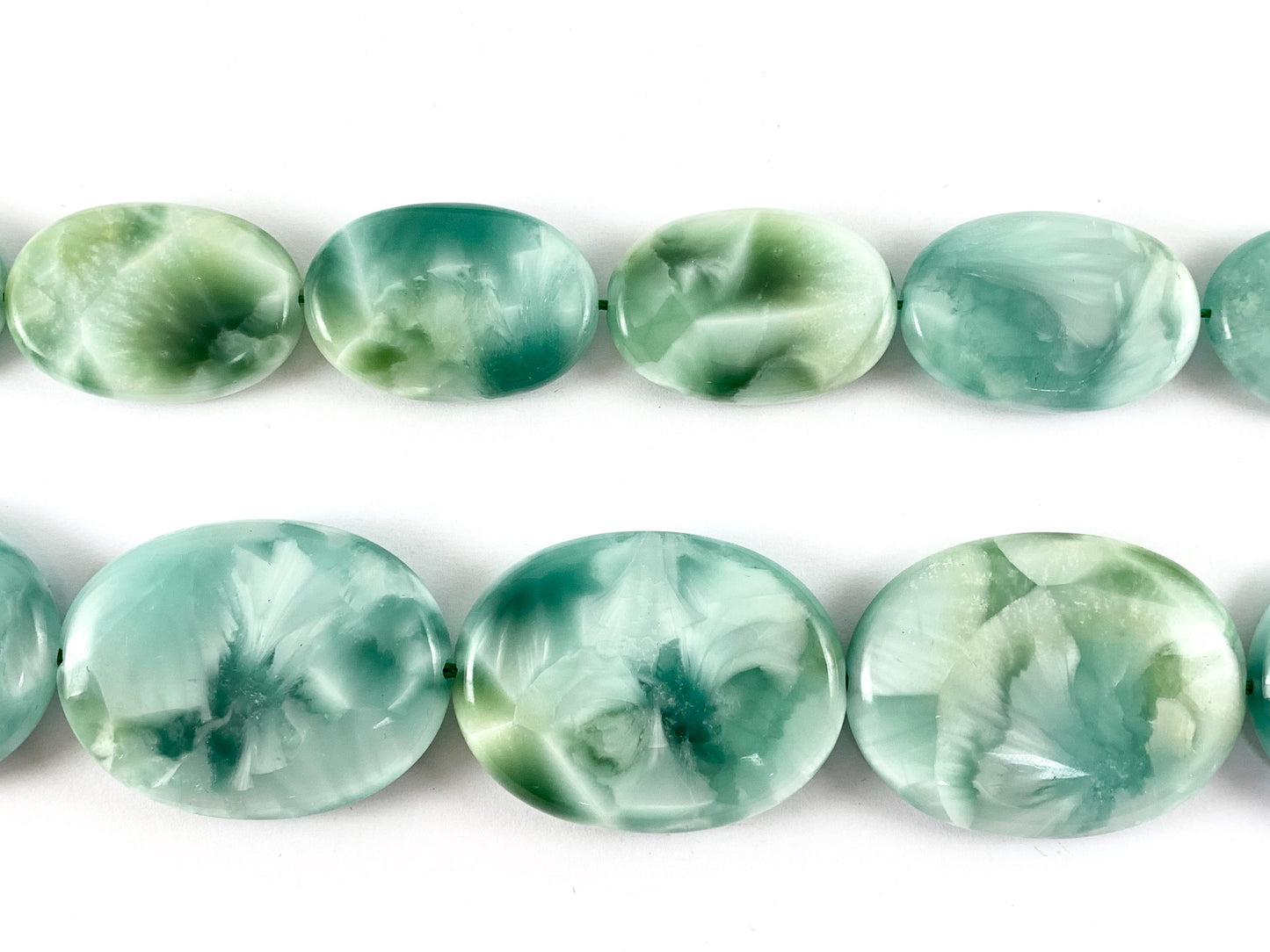 Natural Green Angelite/ Green Moonstone Pastel Green Color Natural Stone in Oval Shape Around 15"