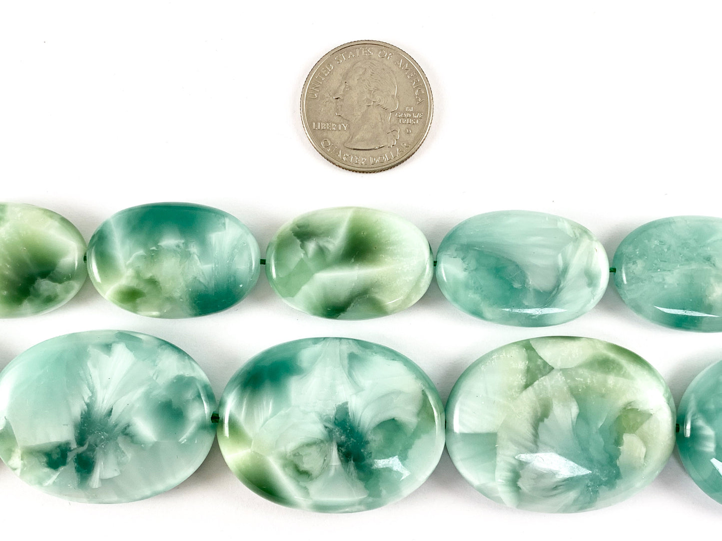 Natural Green Angelite/ Green Moonstone Pastel Green Color Natural Stone in Oval Shape Around 15"