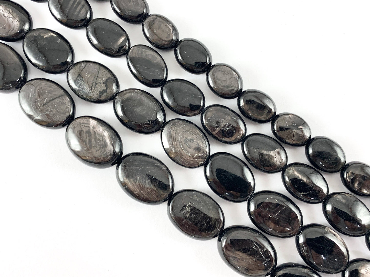 Natural Hypersthene Black Color Natural Stone in Oval Shape Around 15"