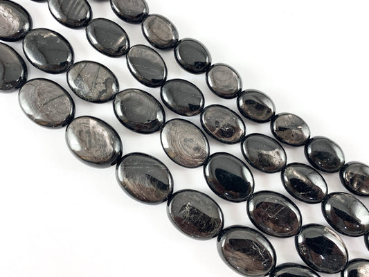 Natural Hypersthene Black Color Natural Stone in Oval Shape Around 15"