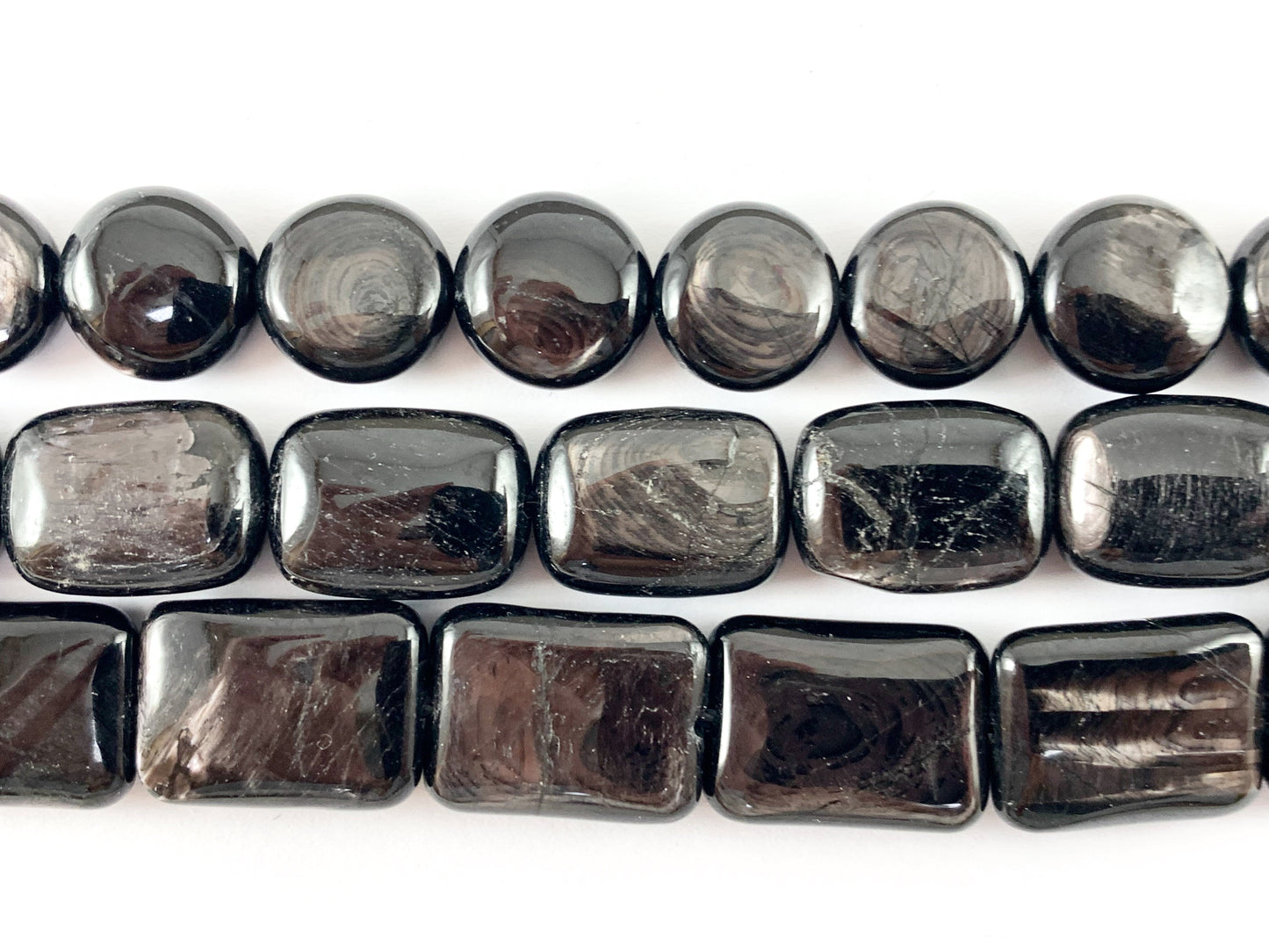 Natural Hypersthene Black Color Natural Stone in Coin And Rectangle Shape Around 15"