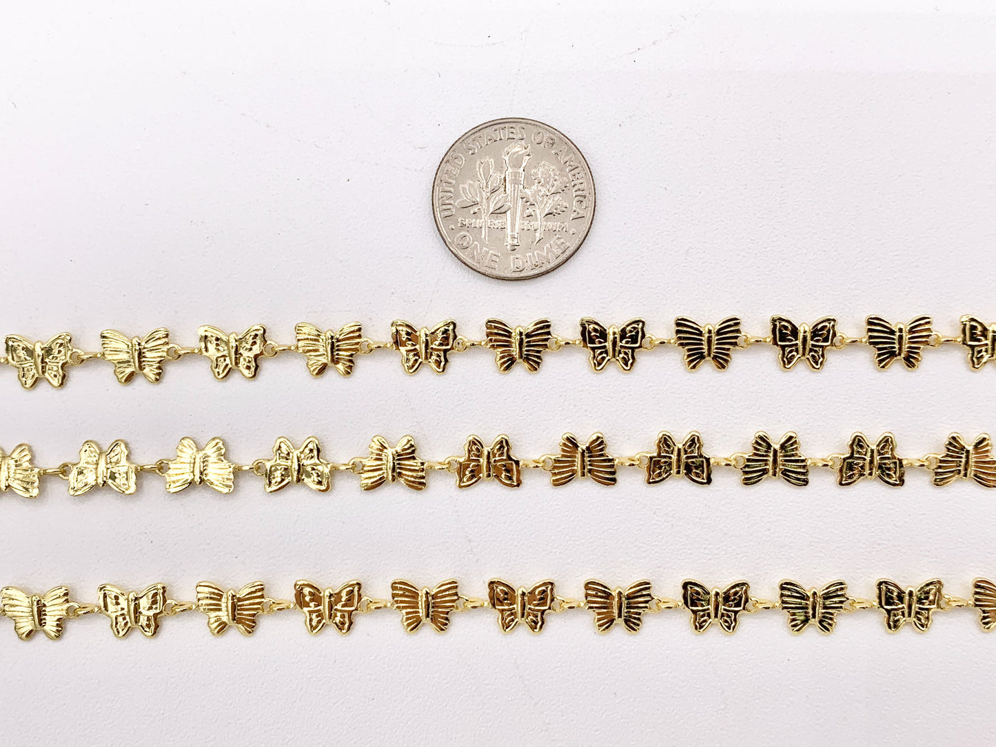 Cute Detailed Butterfly Chain in 18K Gold Plated Copper By The Spool