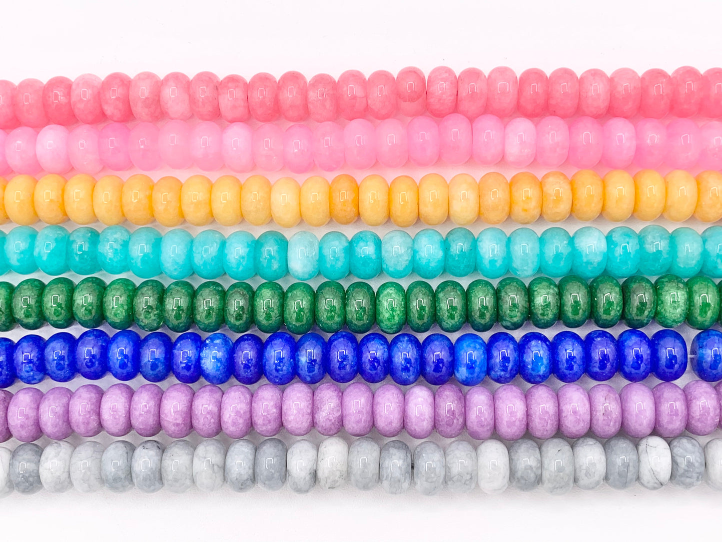 6x10mm Beautiful Dyed Jade Smooth Rondelle Beads | Multicolor Dyed Jade Imitation Stone Beads Around 15" | Price Per Strand
