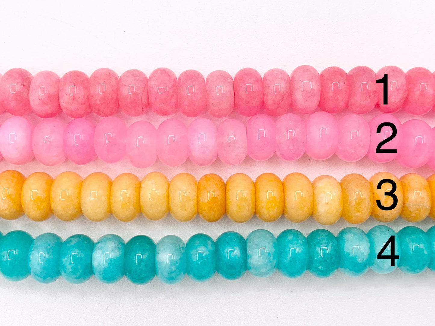 6x10mm Beautiful Dyed Jade Smooth Rondelle Beads | Multicolor Dyed Jade Imitation Stone Beads Around 15" | Price Per Strand
