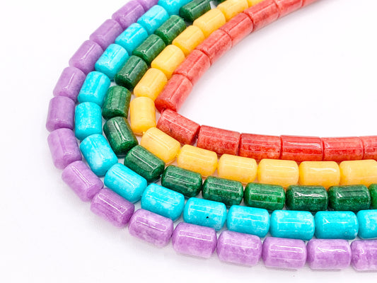 8x12mm Beautiful Dyed Jade Smooth Tube Beads | Multicolor Dyed Jade Imitation Stone Beads Around 15" | Price Per Strand