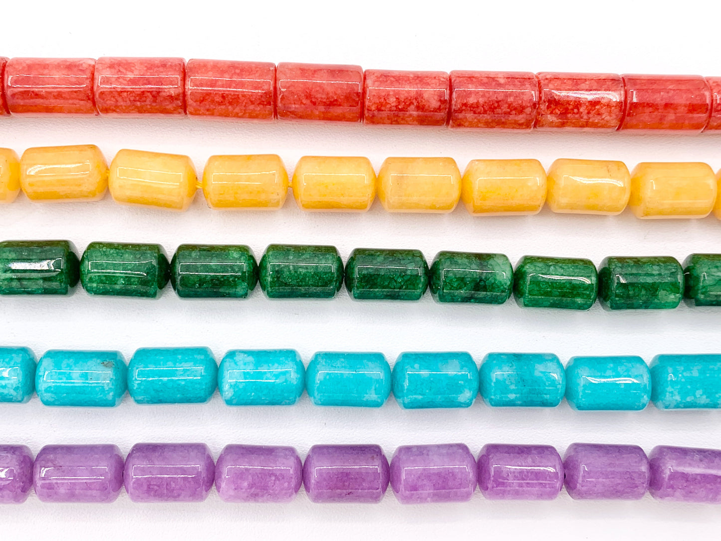8x12mm Beautiful Dyed Jade Smooth Tube Beads | Multicolor Dyed Jade Imitation Stone Beads Around 15" | Price Per Strand