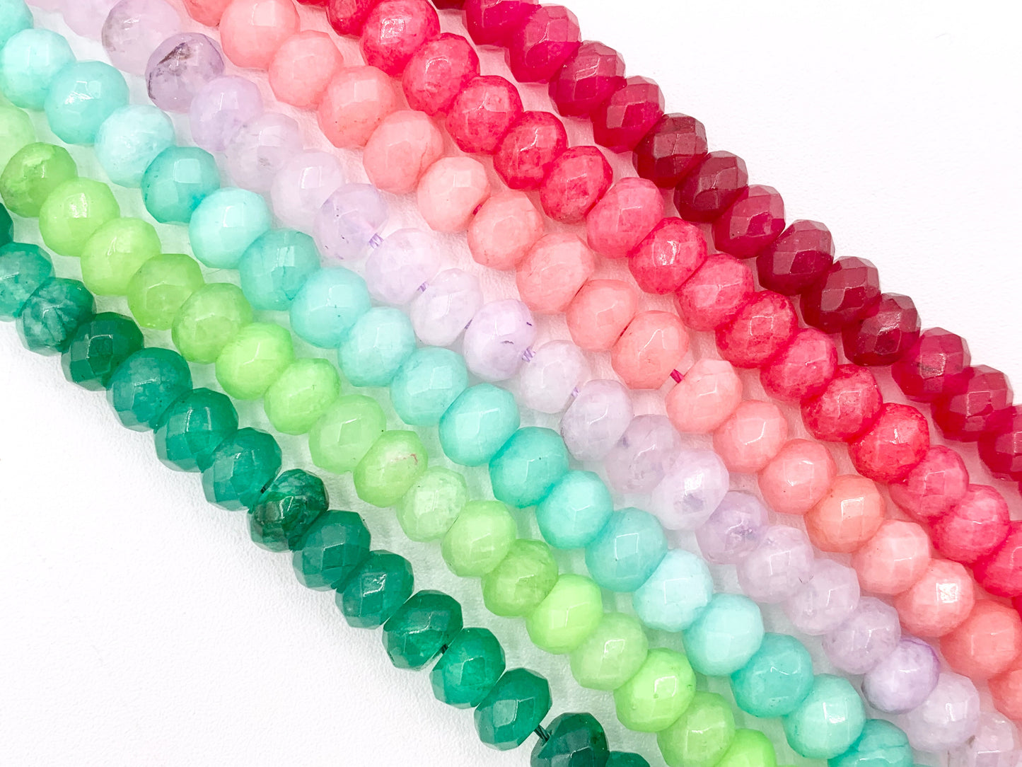 5x8mm Beautiful Dyed Jade Faceted Rondelle Beads | Multicolor Dyed Jade Imitation Stone Beads Around 14-15" | Price Per Strand