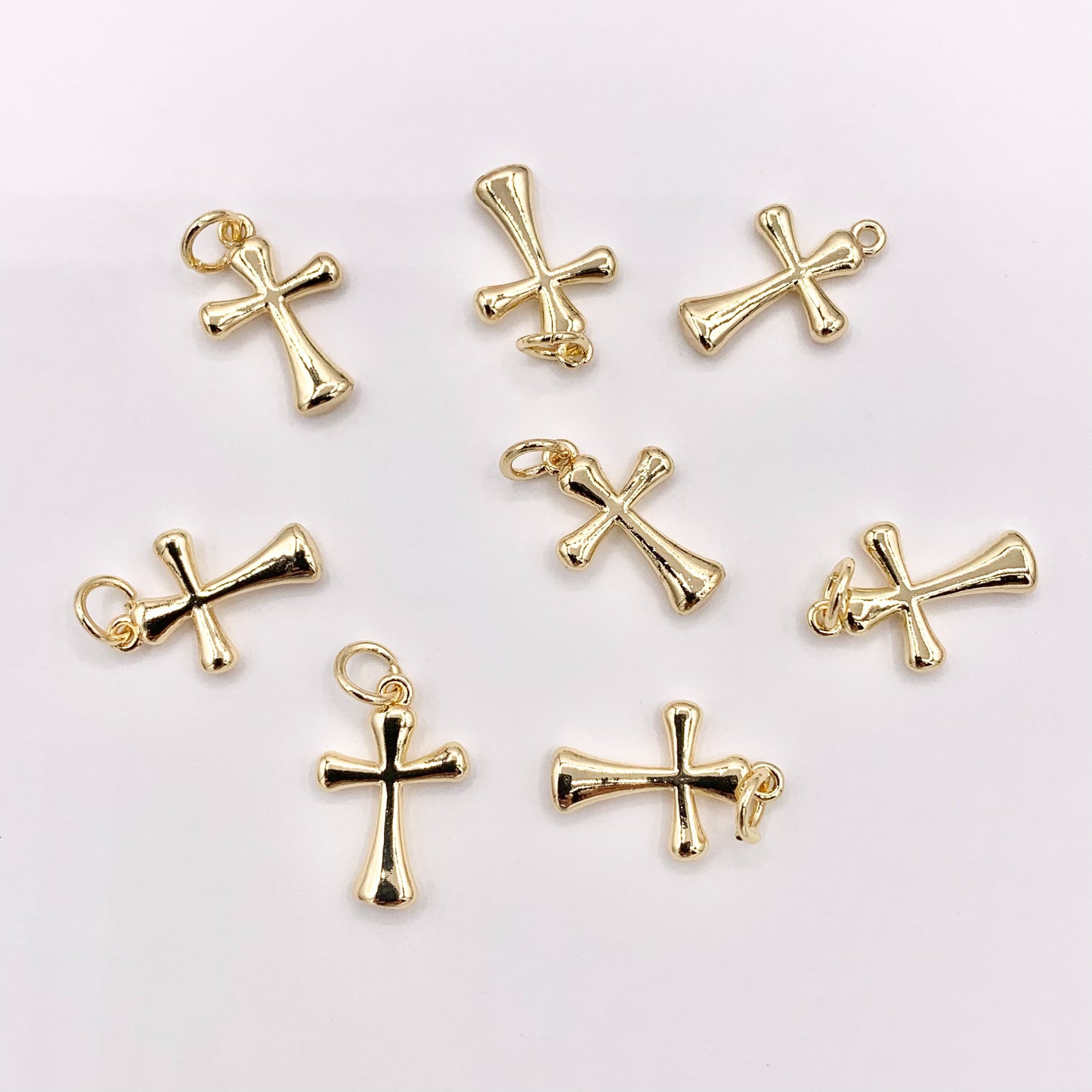 Tiny Dainty Gold Cross Charms in 18K Gold Plated Copper 15 PCS