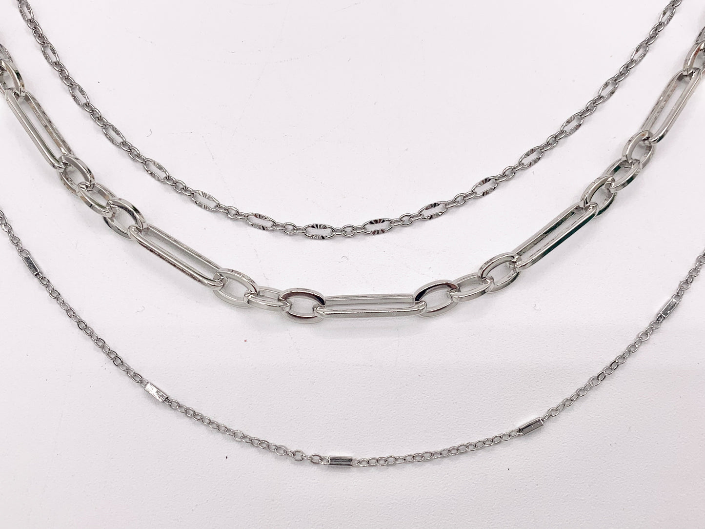 Maximalist 3 Layers Paperclip Chain Necklace in 18K Gold/Silver Plated Copper Necklace with Extension Link
