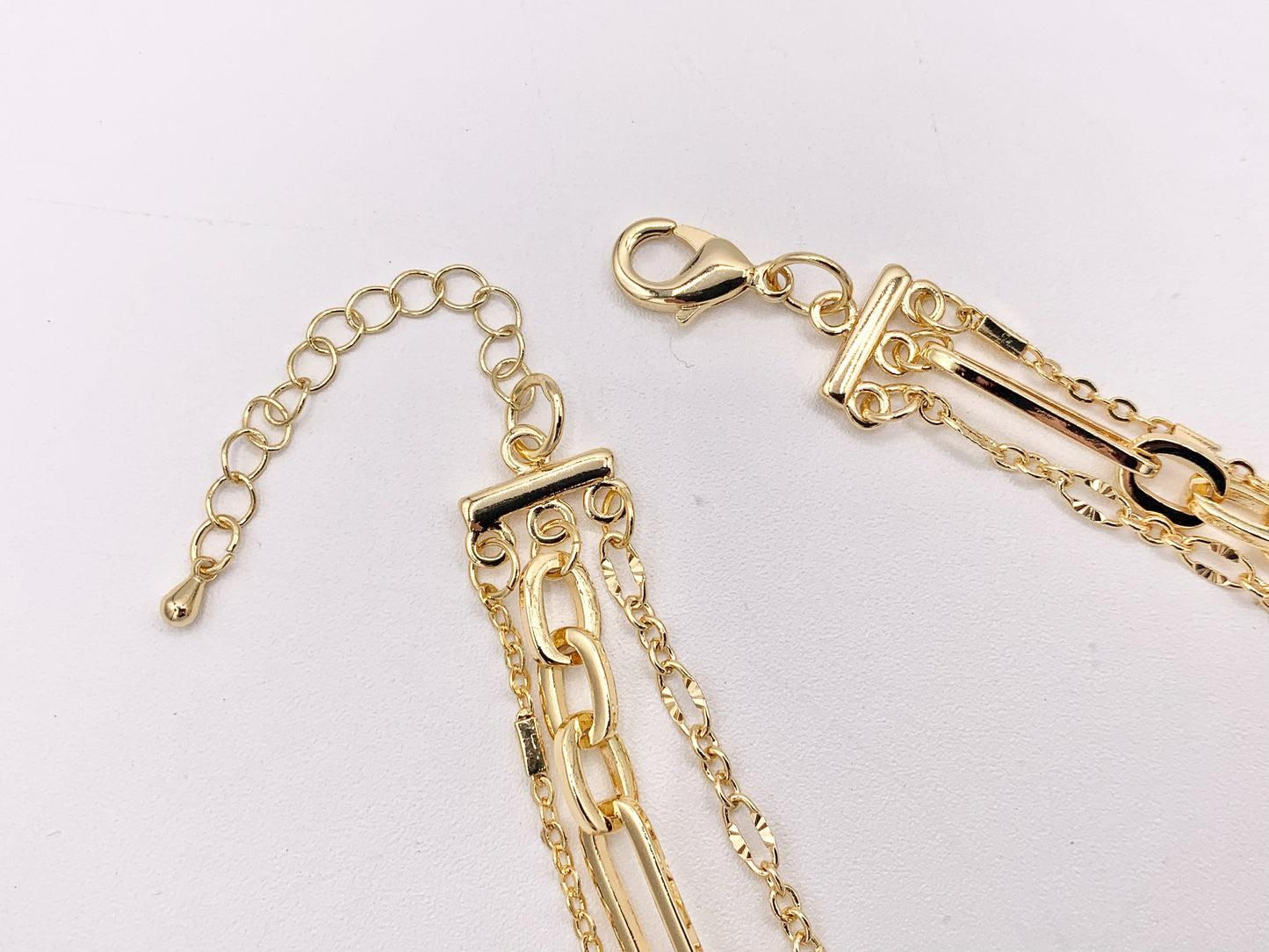 Maximalist 3 Layers Paperclip Chain Necklace in 18K Gold/Silver Plated Copper Necklace with Extension Link