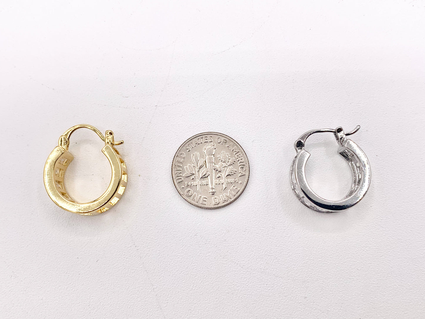 Fancy Baguette Earring Hoop Huggies in Real Gold/Silver 18K Micro Pave CZ 3 PAIRS