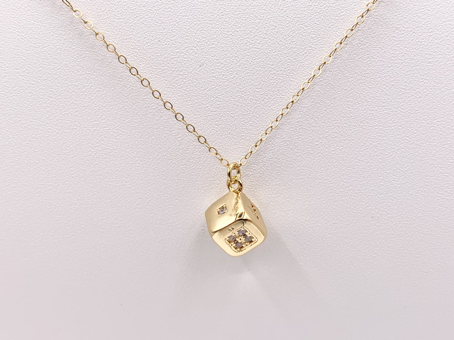 Cute Dainty CZ Cube Lucky Dice Charms Casino Charms in CZ Pave plated in 18K Gold Copper Base 6 PCS