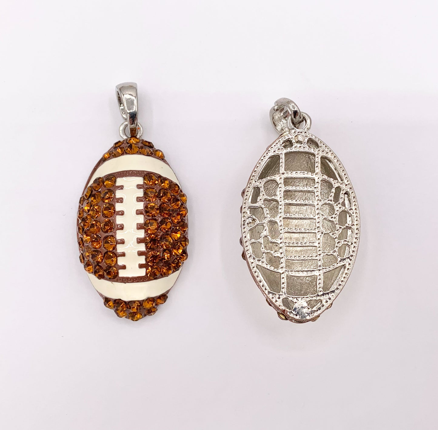 20x35mm & 25x46mm Rhinestone Football Charms/ Pendants Brown Rhinestone with Enamel Coating Sports Ball Pendant 1 PC