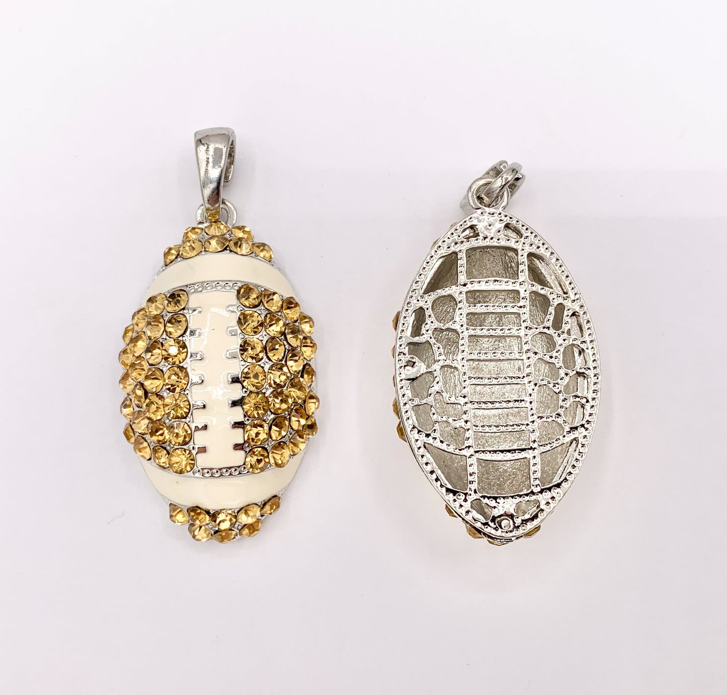 12x23mm & 25x46mm Rhinestone Football Charms/ Pendants Yellow Rhinestone with Enamel Coating Sports Ball Pendant 1 PC