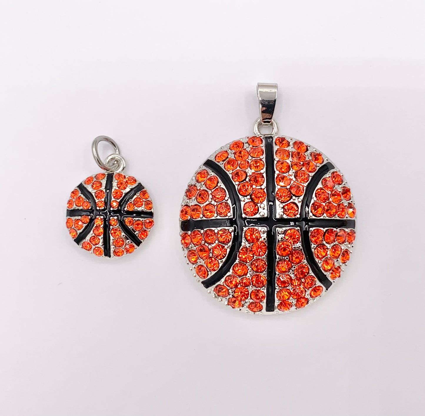 17mm & 34mm Rhinestone Basketball Charms/ Pendants Orange Rhinestone Sports Ball Pendant 1 PC