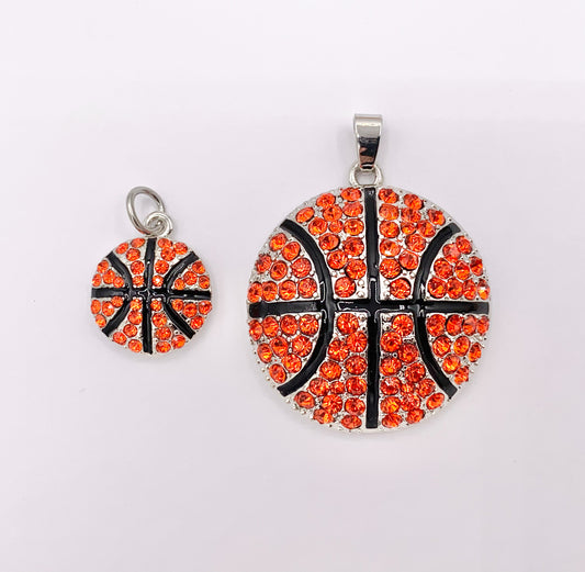 17mm & 34mm Rhinestone Basketball Charms/ Pendants Orange Rhinestone Sports Ball Pendant 1 PC