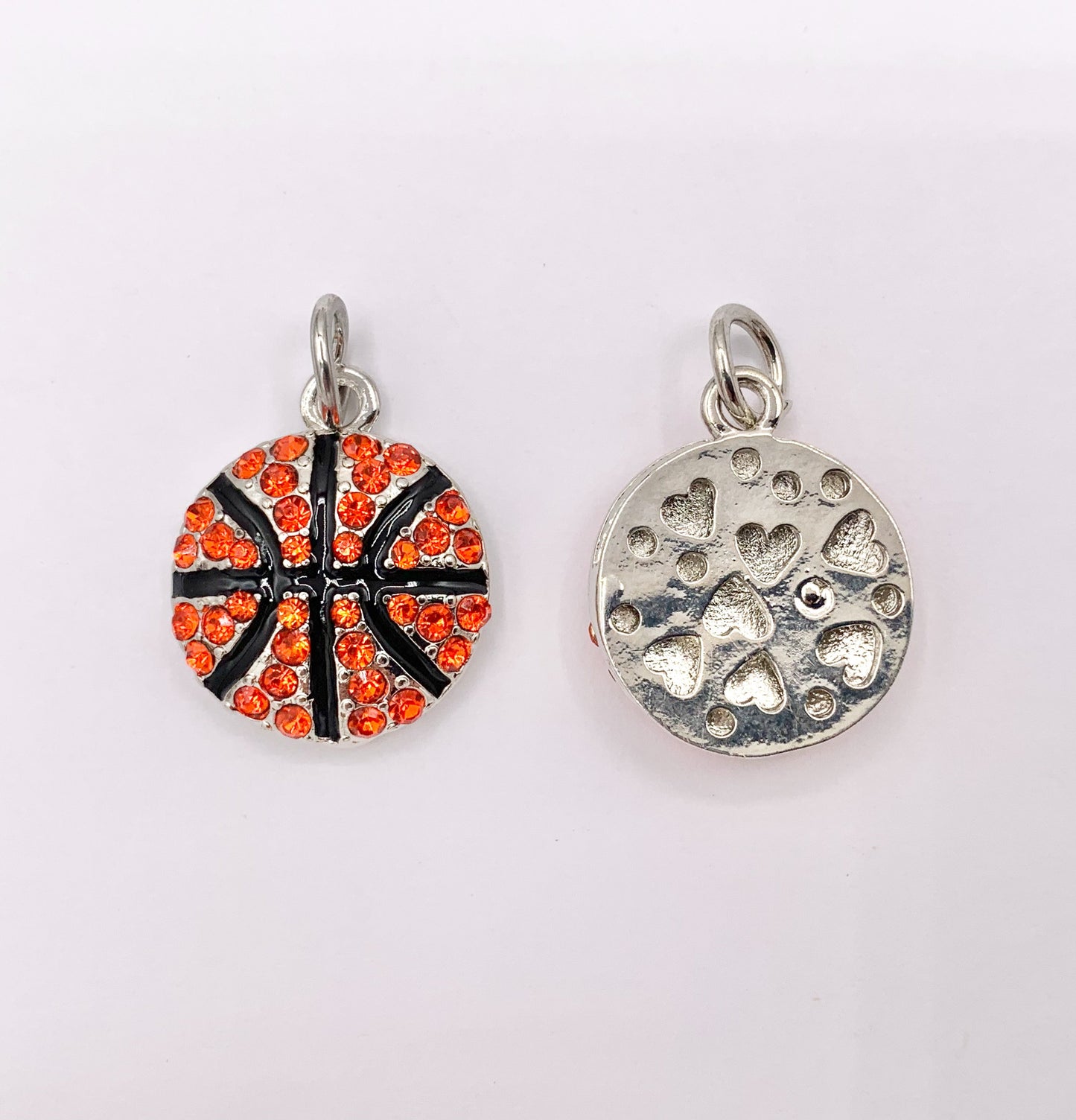 17mm & 34mm Rhinestone Basketball Charms/ Pendants Orange Rhinestone Sports Ball Pendant 1 PC