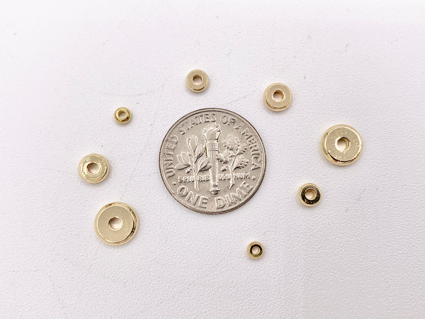 Dainty Rondelle Smooth Spacer Beads in Real Gold 18K Plated Over Copper 1 BAG