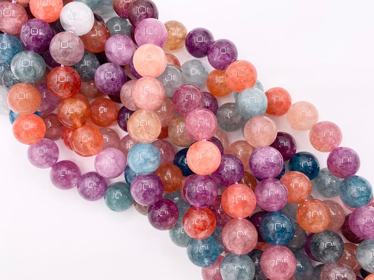 Dyed Quartz Round Smooth Shiny Natural Stone Beads Beautiful Multicolor Beads 6mm 8mm 10mm 12mm Around 14-15"