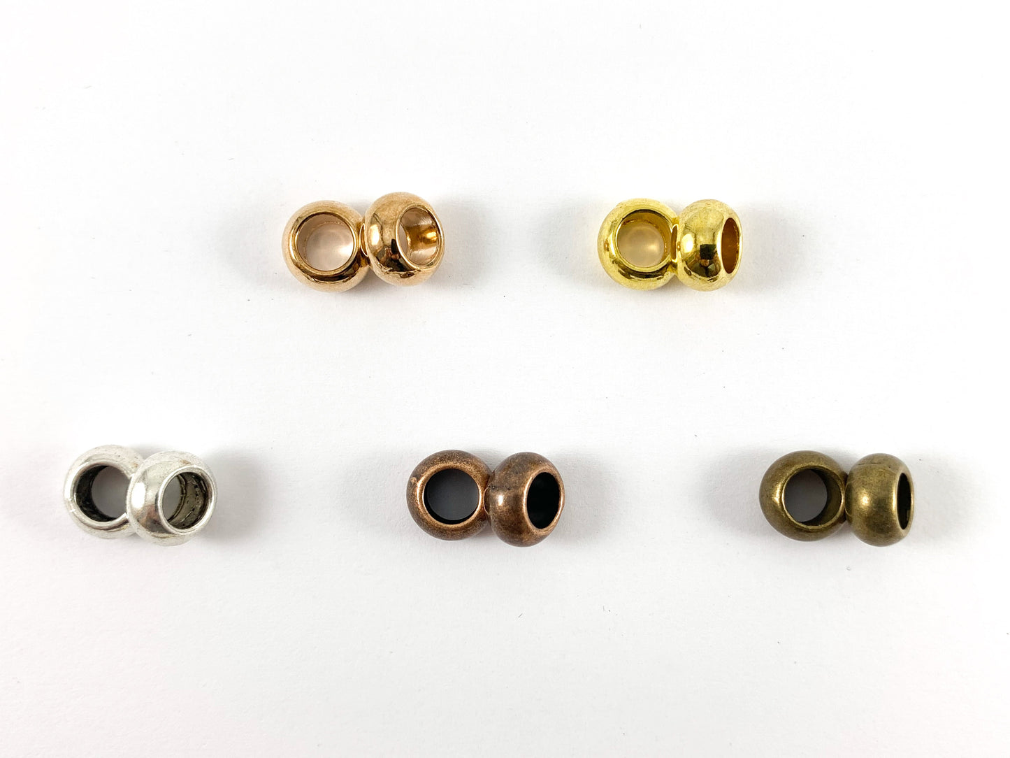 Pewter Base Metal Shiny Smooth Rondelle Large Hole Spacer Beads Rosy Gold, Gold, Silver, Bronze, Copper 125 Grams Bag