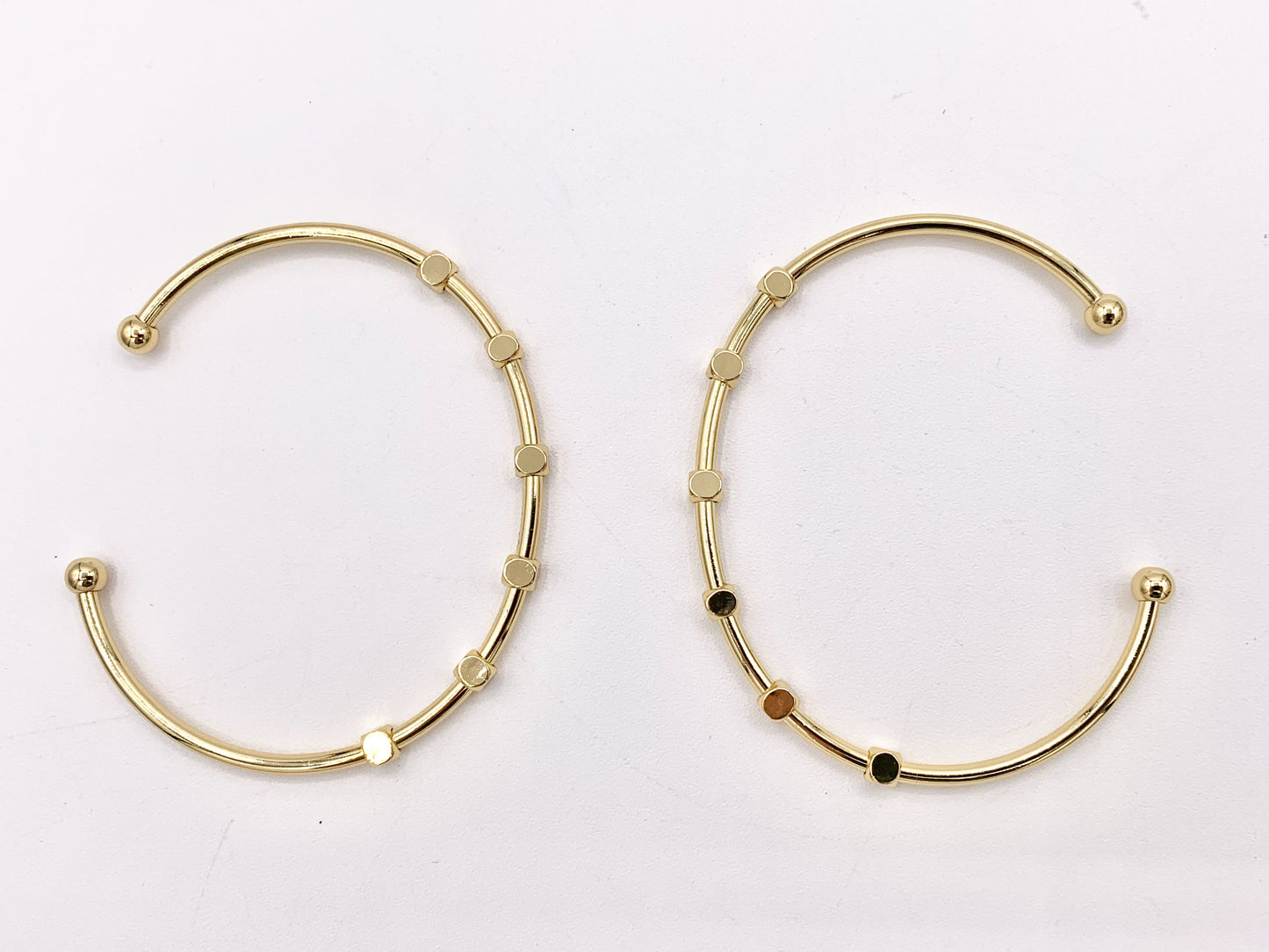 Nuggets Bangle Adjustable Bracelet Open Cuffs in Real Gold 18K Plated Copper 3 PCS