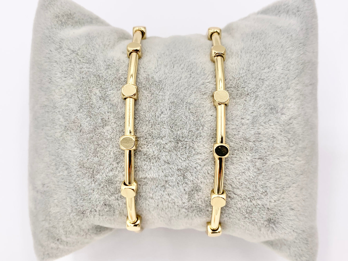 Nuggets Bangle Adjustable Bracelet Open Cuffs in Real Gold 18K Plated Copper 3 PCS
