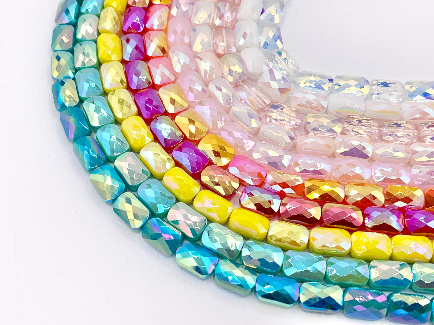 6x9mm High Quality Crystal Rectangle Faceted Shiny AB Color Crystal Beads Strand Available in 10 Colors 1 Strand