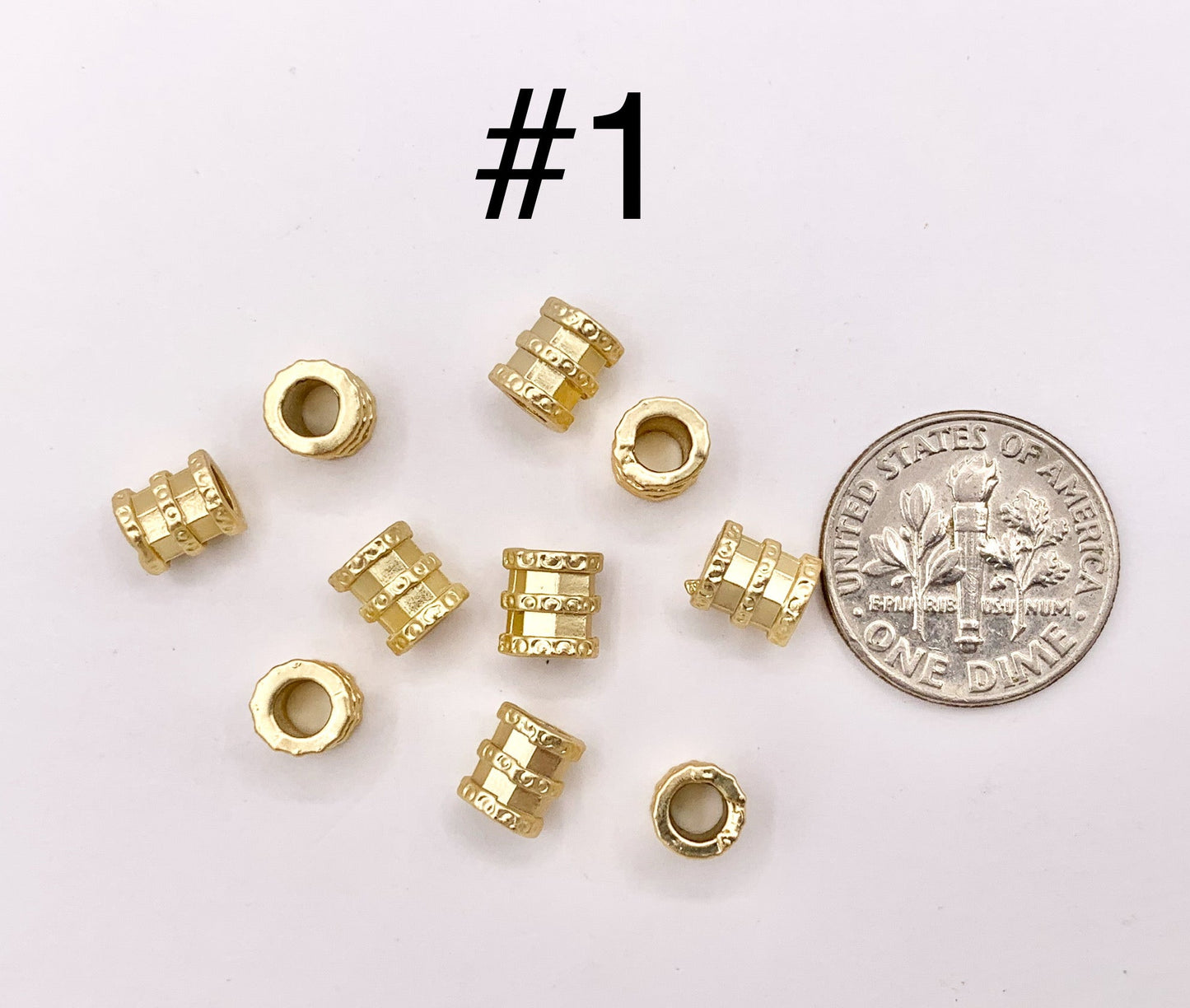 Pewter Matte Gold Spacer Beads Small Space Beads in 3 Styles Tube Spacers Pumpkin Spacers Charm Holder Spacers