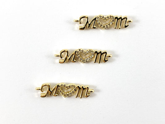 Real Gold 18K Plated Micro CZ Mother's Day Bar Pave Charm/Connector Over Copper 5PCS