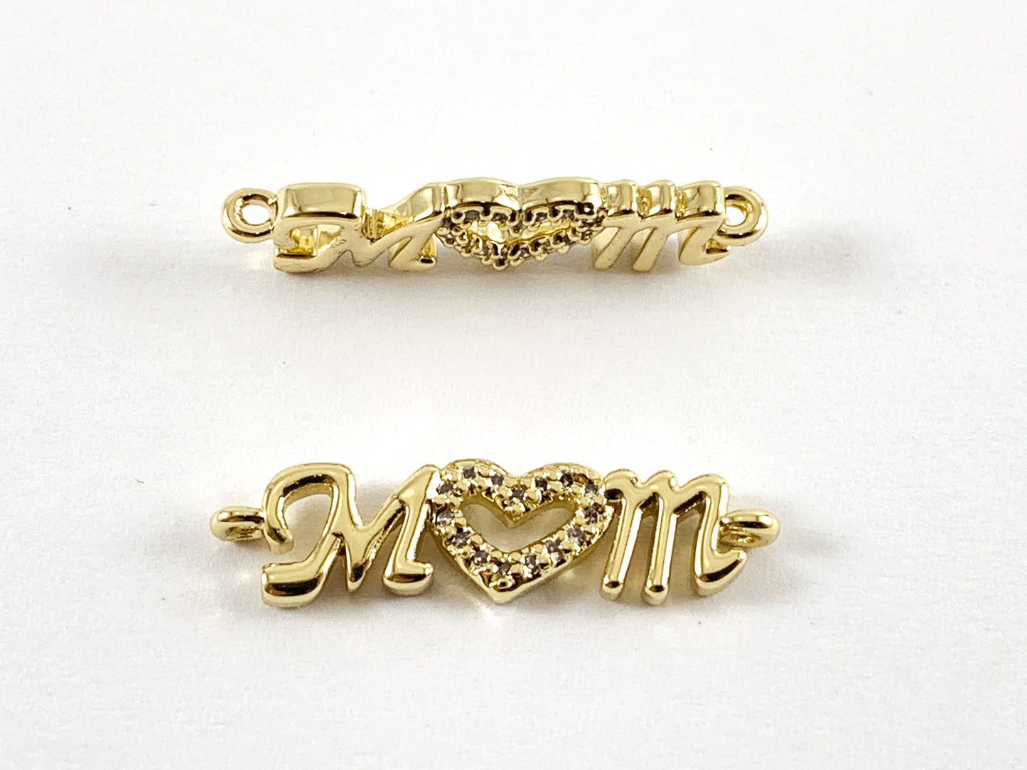 Real Gold 18K Plated Micro CZ Mother's Day Bar Pave Charm/Connector Over Copper 5PCS