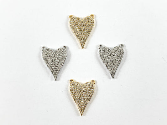Real Gold 18K Plated Micro CZ Heart Pave Charm Over Copper 5PCS