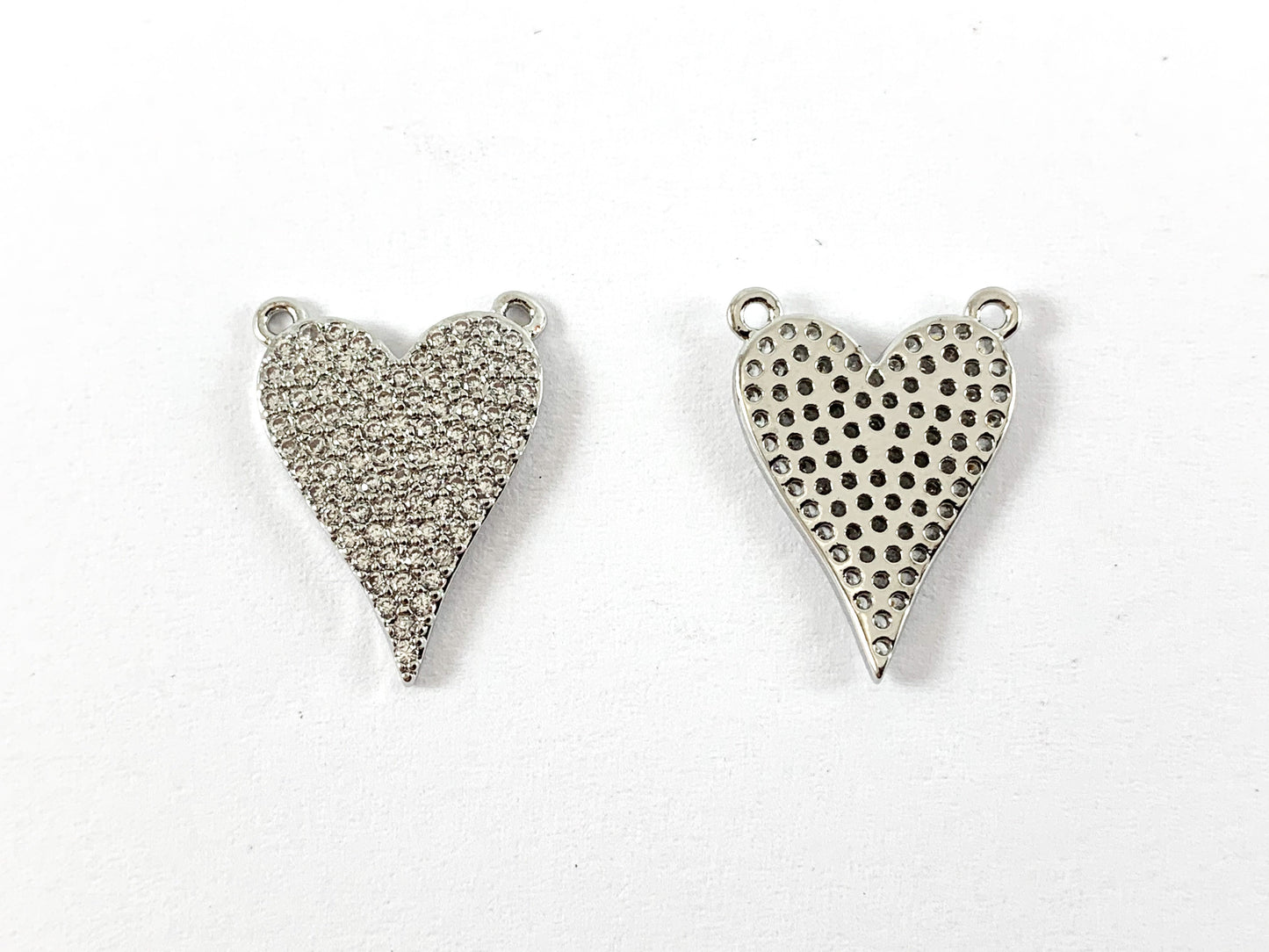 Real Gold 18K Plated Micro CZ Heart Pave Charm Over Copper 5PCS