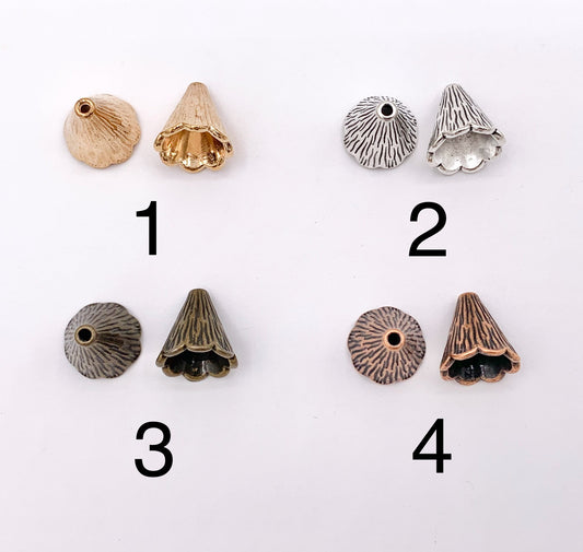 12x11mm Pewter Textured Bead Cap Bulk Order in Gold, Silver, Brass, Copper & Patina