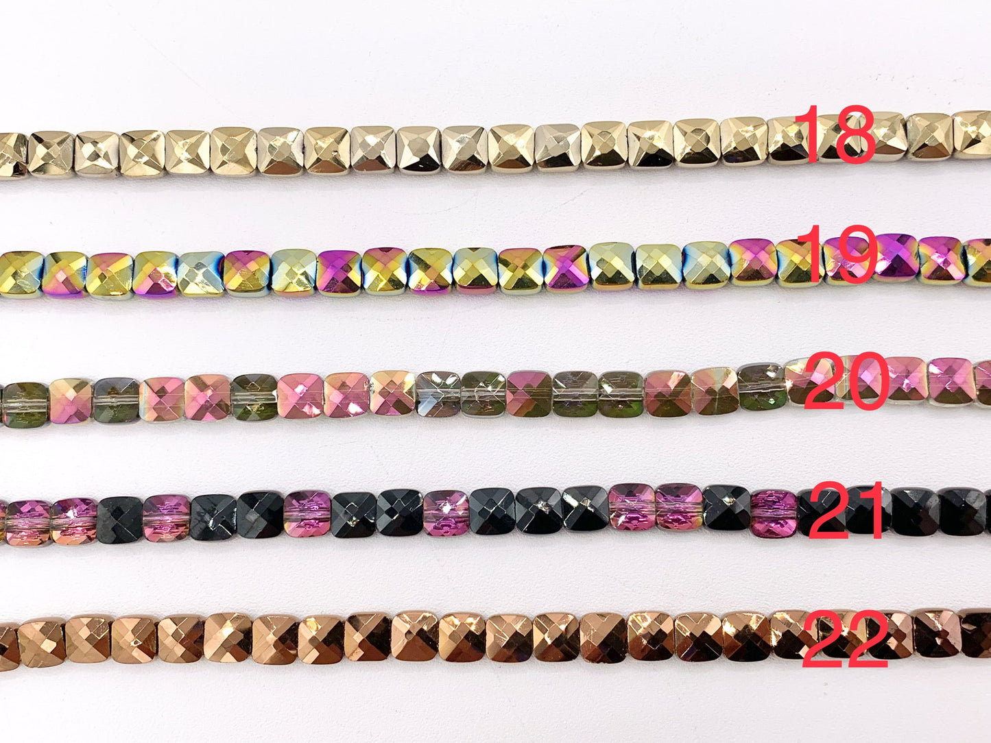 6mm High Quality Crystal Square Faceted Shiny AB Color Crystal Beads Strand Available in 22 Colors 1 Strand